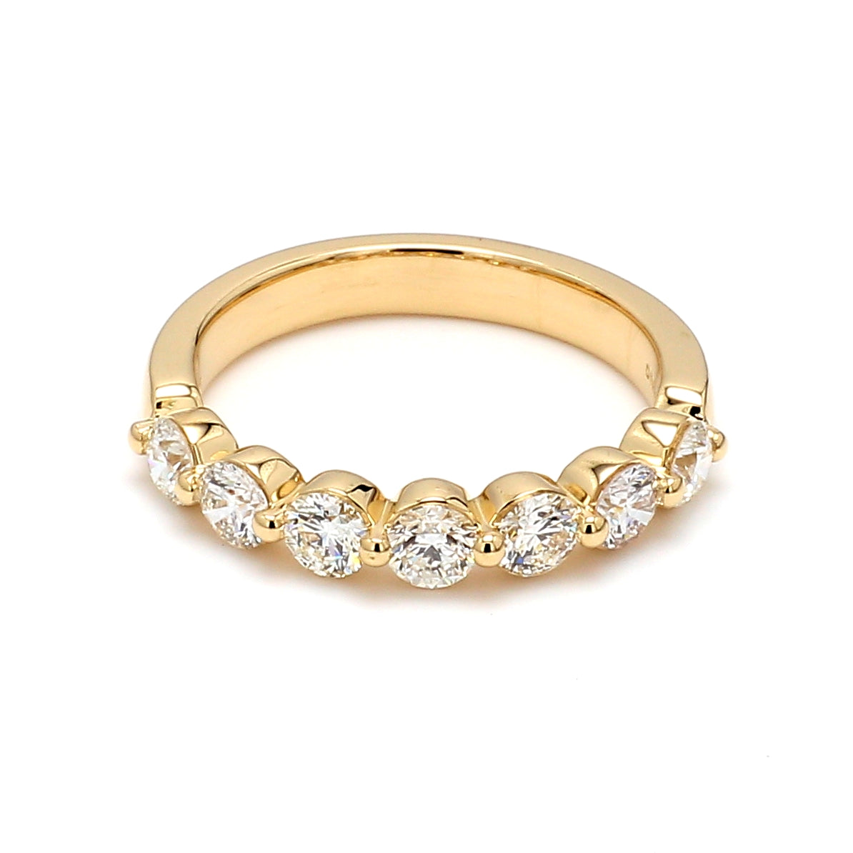 Halfway Single Prong 1.00CT Diamond Band in 14K Yellow Gold, Size 6