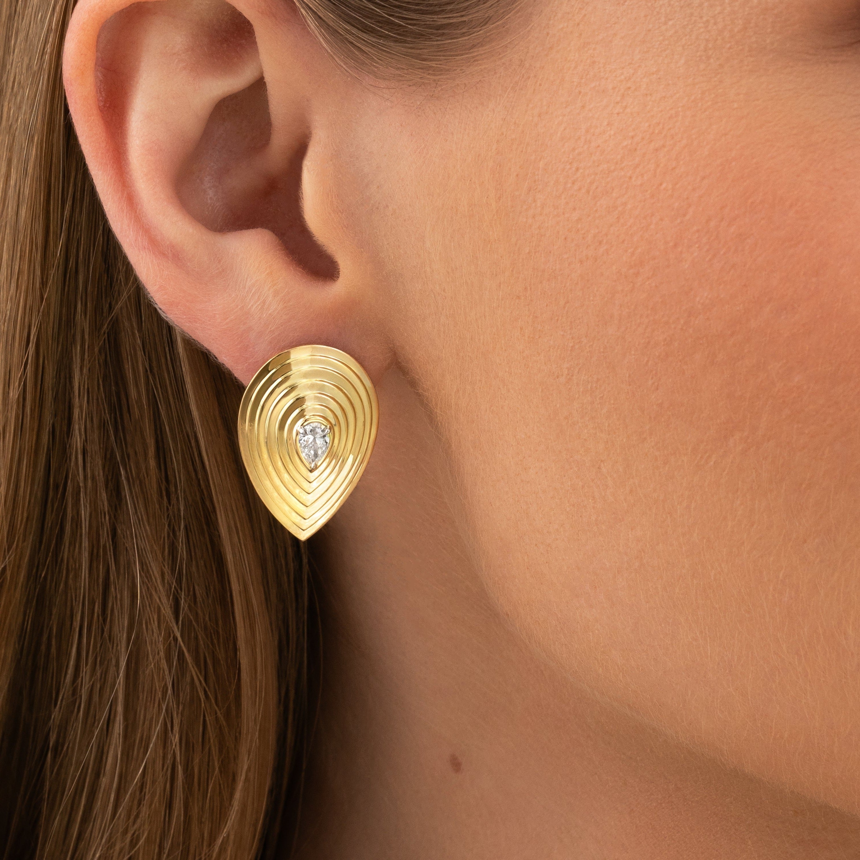 Phillips House Large Pear Diamond Layered Stud Earrings