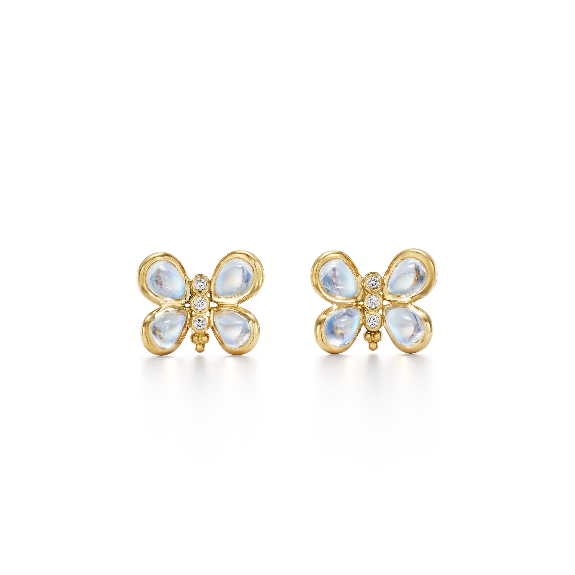 Temple St. Clair Blue Moonstone Luna Butterfly Earrings in 18K Yellow Gold