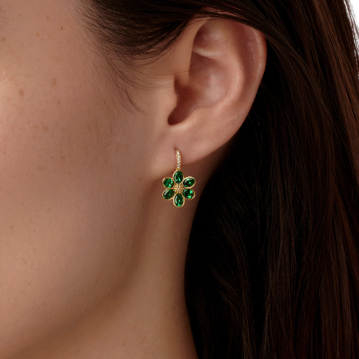 Temple St. Clair Tsavorite Garnet Fiori Earrings in 18K Yellow Gold