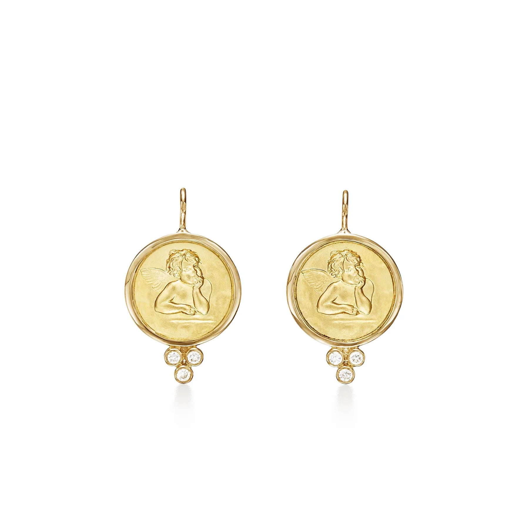 Temple St. Clair Angel Earrings in 18K Yellow Gold