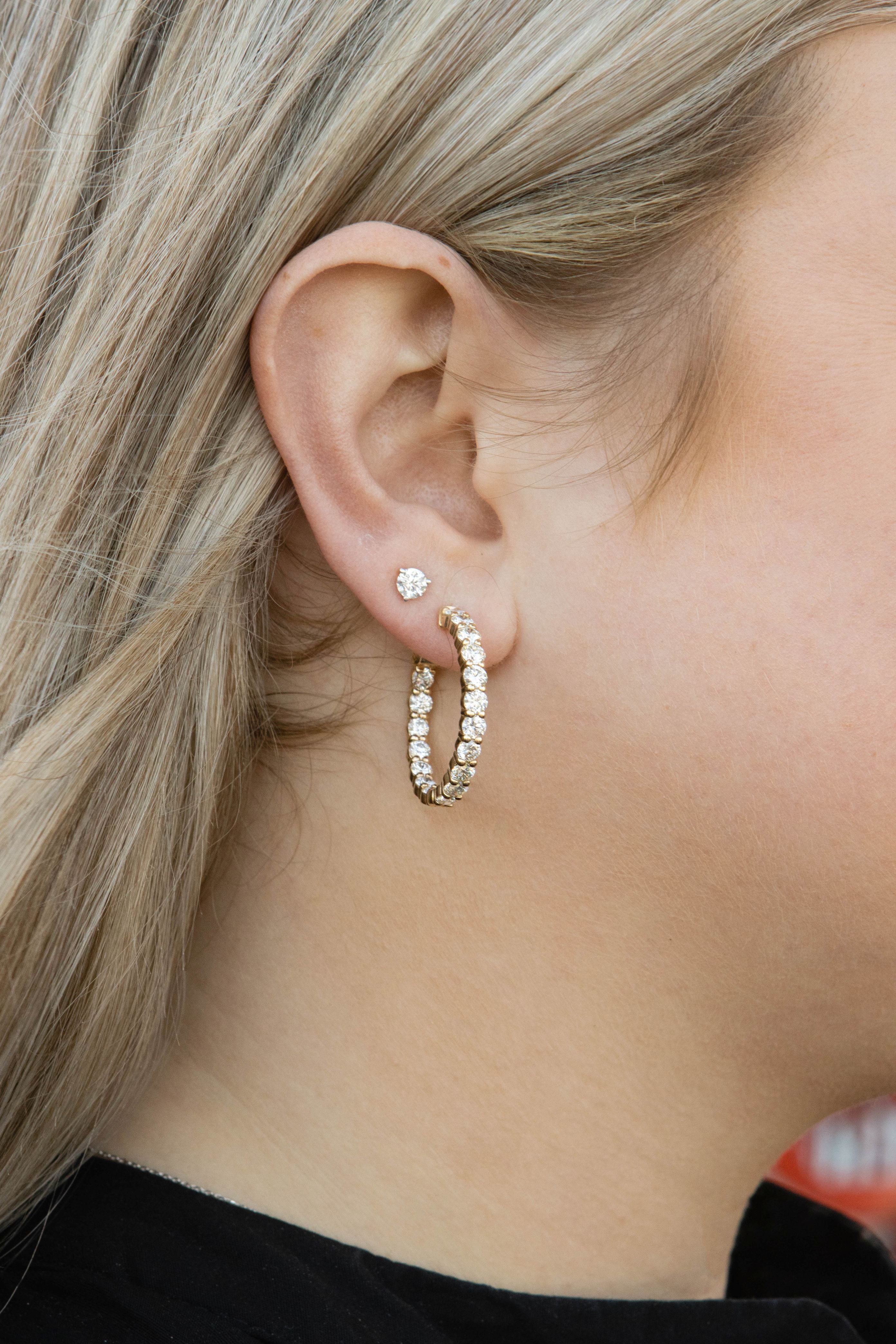 Bailey's Essentials 2.80–2.90CT Round Diamond 20MM Inside-Outside Hoop Earrings in 14K White Gold