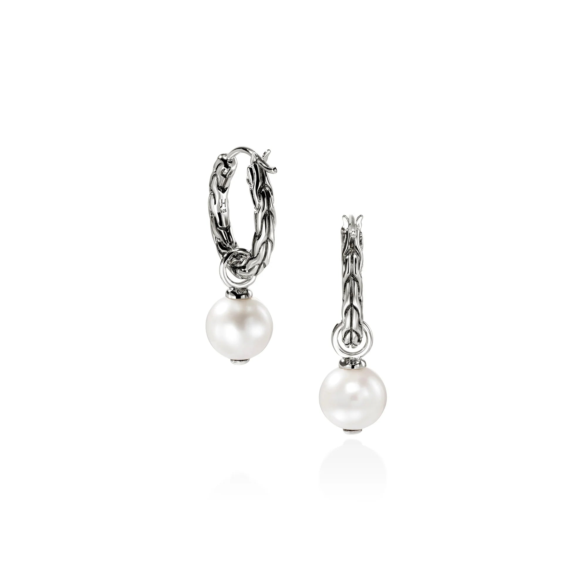 John Hardy Pearl Essential Hoop Earrings in Sterling Silver