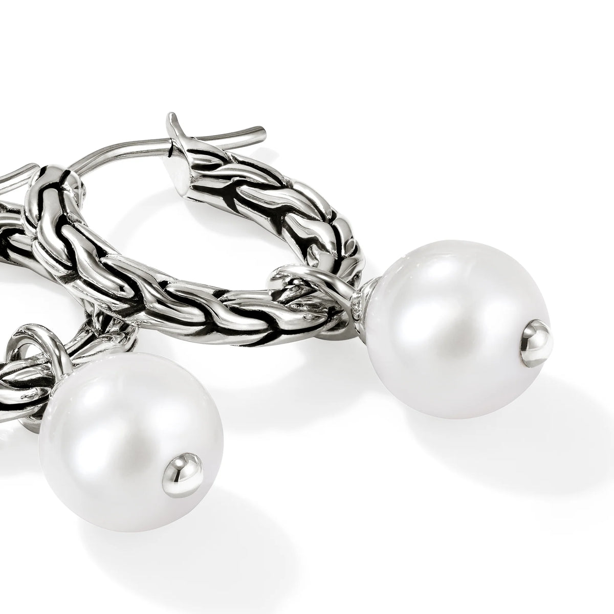 John Hardy Pearl Essential Hoop Earrings in Sterling Silver