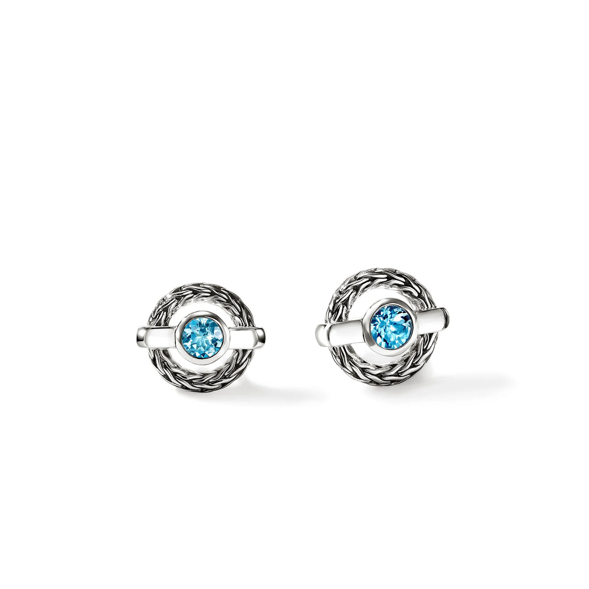 John Hardy Icon Blue Topaz Stud Earrings in Sterling Silver