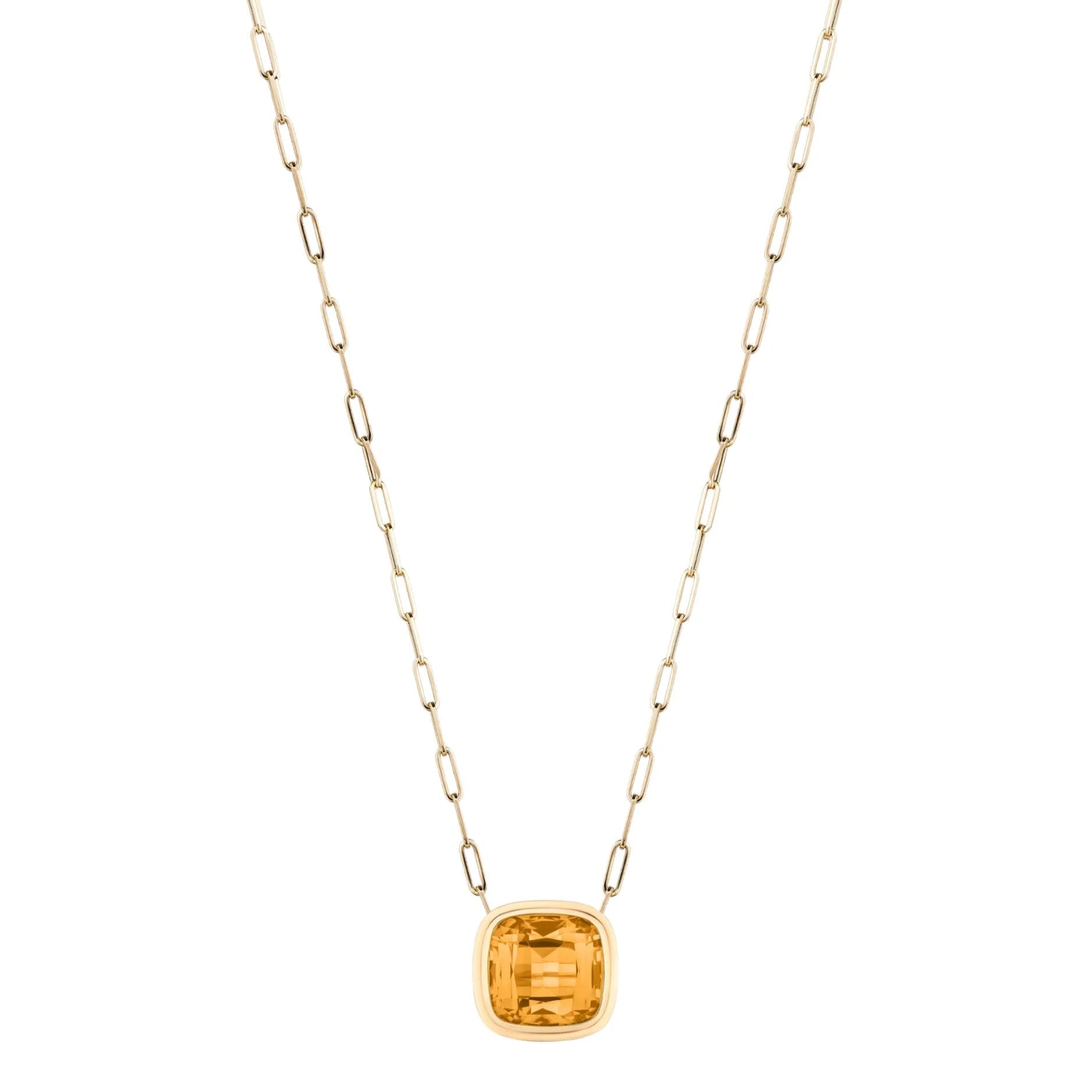 Goshwara Manhattan Citrine Cushion Pendant Necklace in 18K Yellow Gold