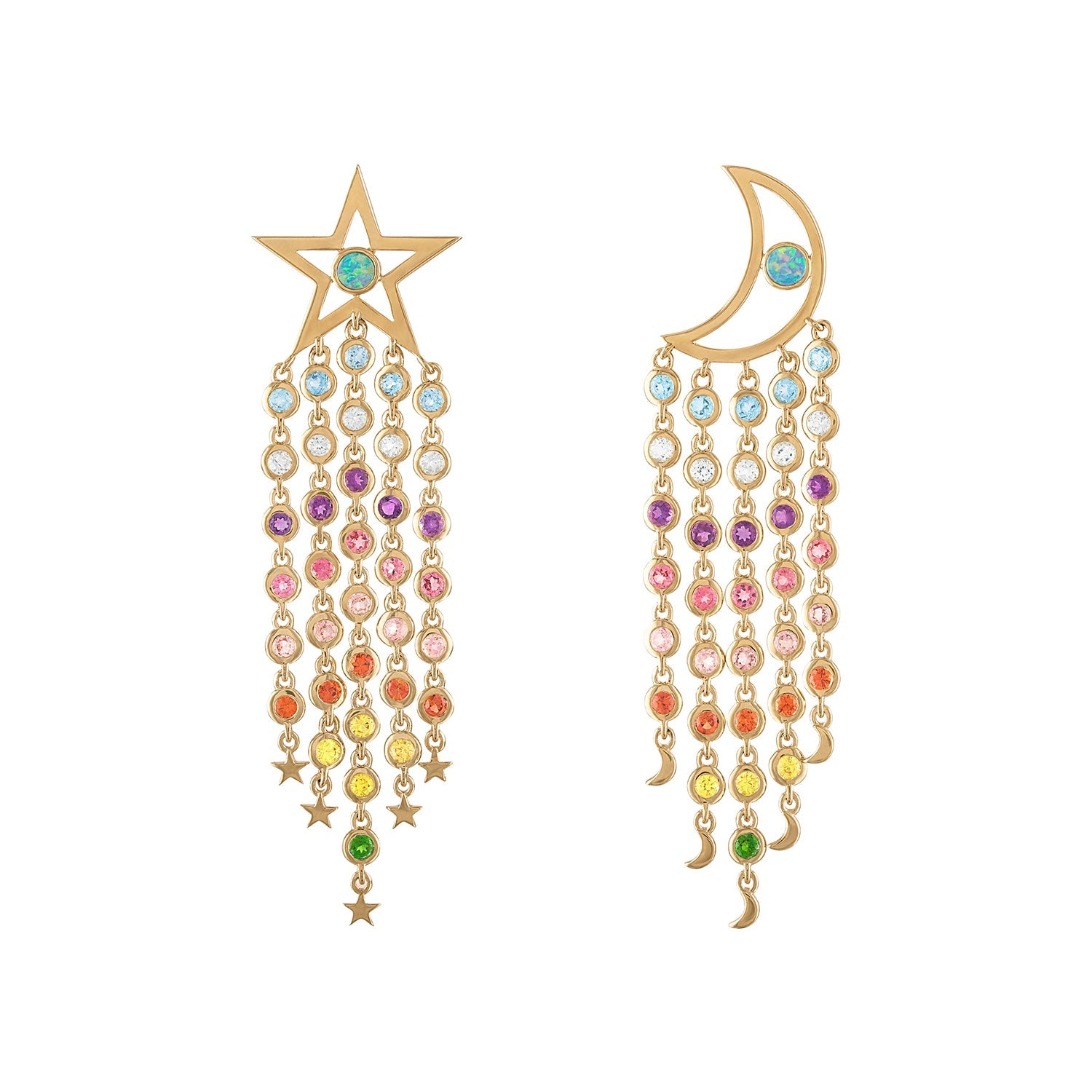 Eden Presley Supernova Sapphire Statement Earrings in 14K Yellow Gold