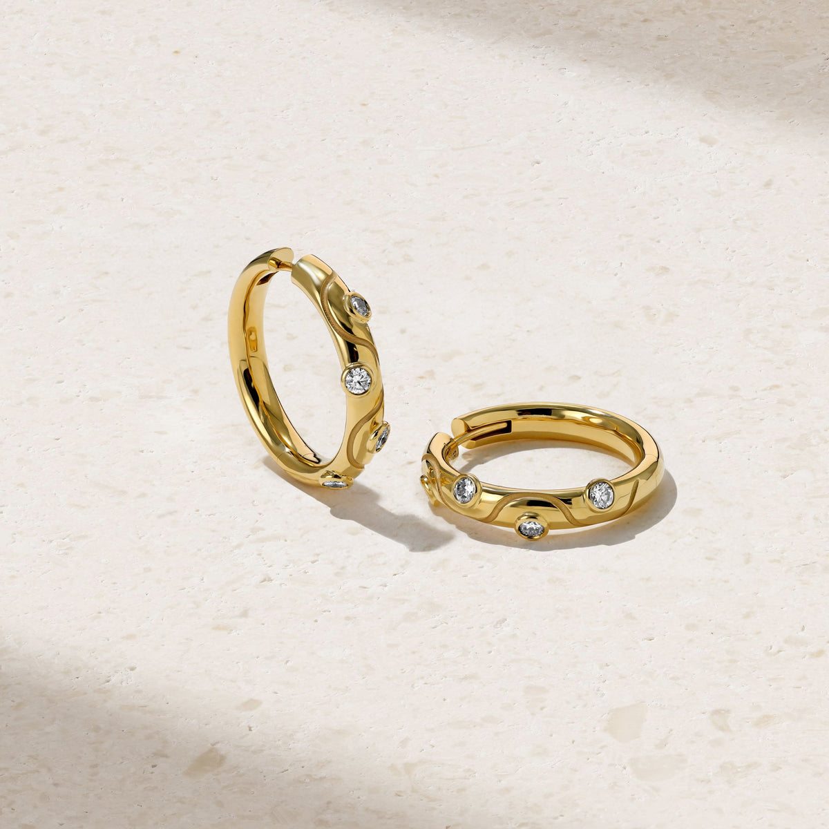 Mark Henry Diamond Riva Crest Hoops in 18K Yellow Gold