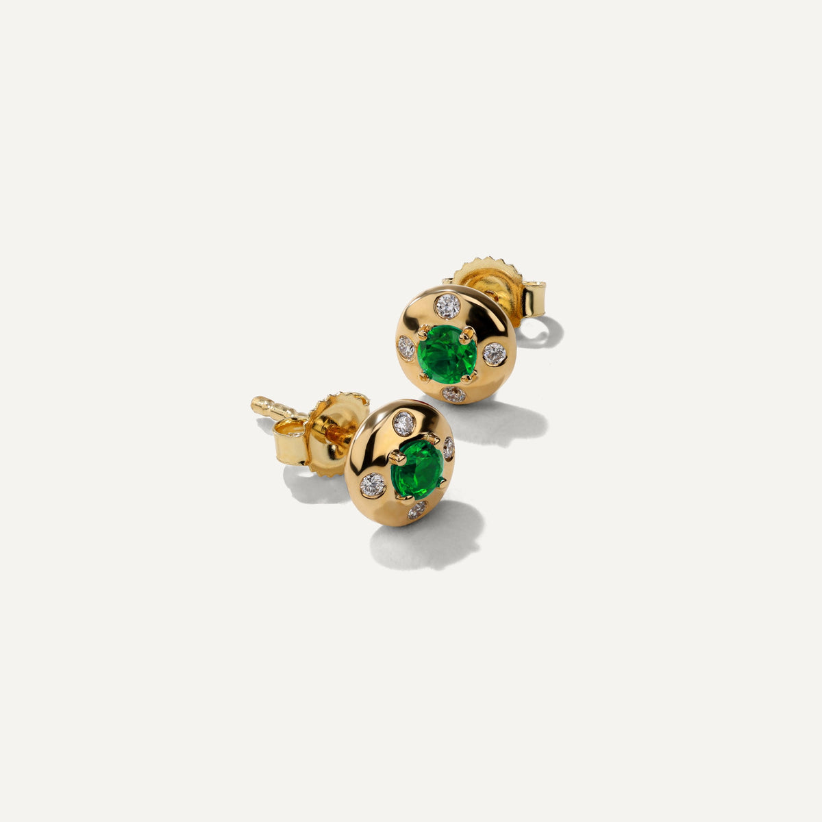 Mark Henry Emerald Aurum Petite Round Studs in 18K Yellow Gold