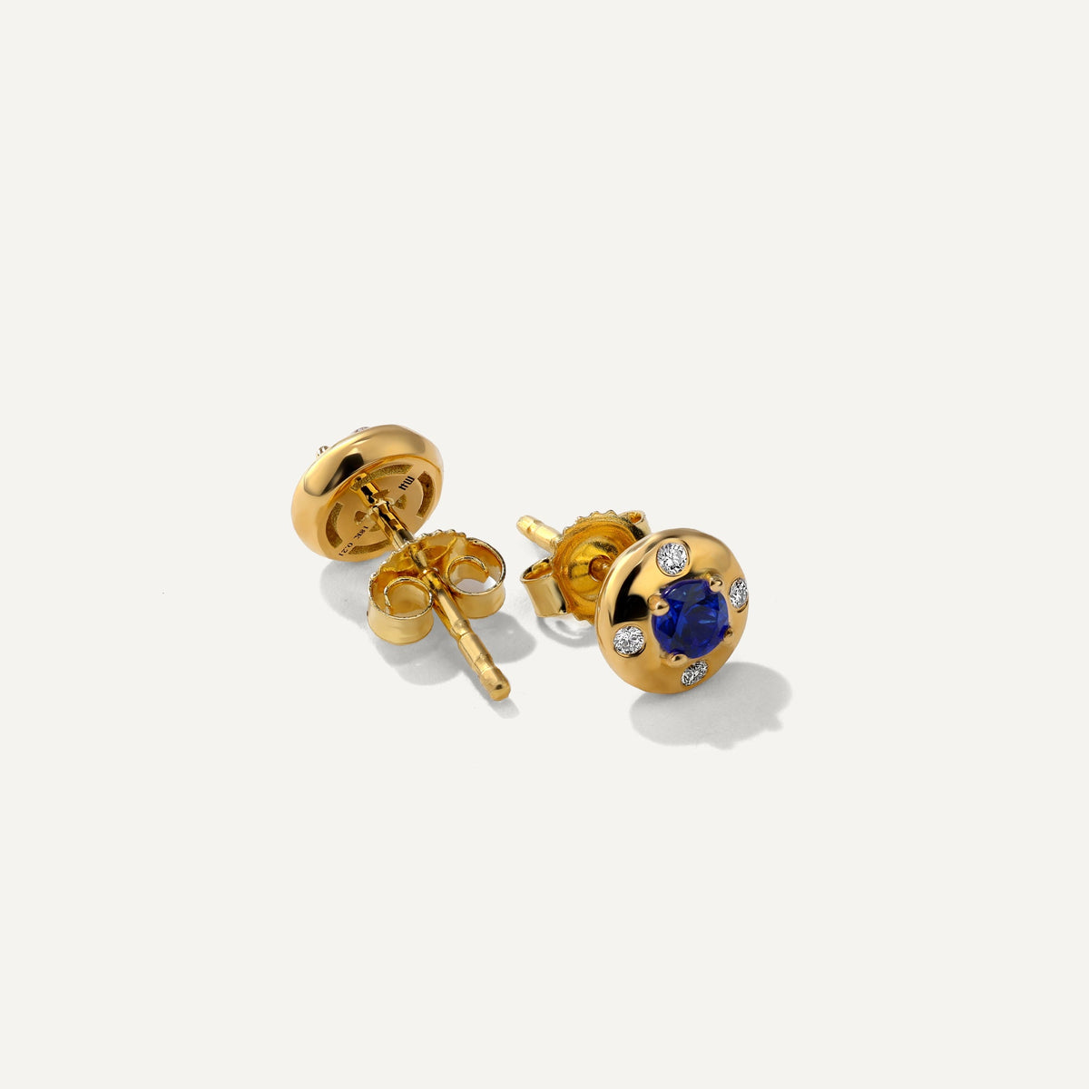 Mark Henry Sapphire Aurum Petite Round Studs in 18K Yellow Gold
