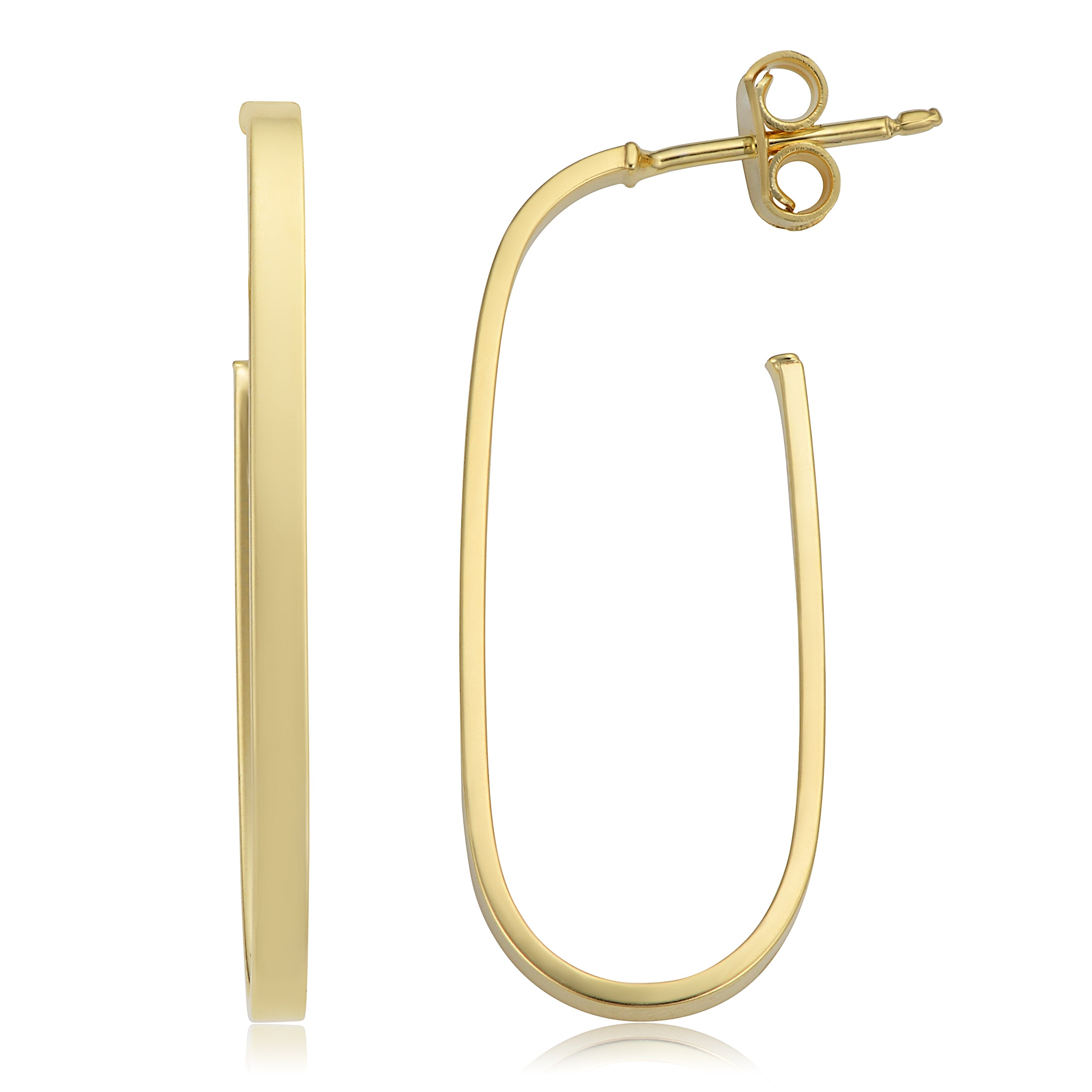 Oval Hoop Earrings in 14K Yellow Gold