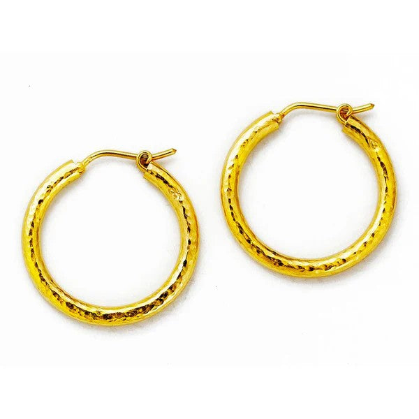 Elizabeth Locke Giant Hammered Hoop Earrings in Yellow Gold