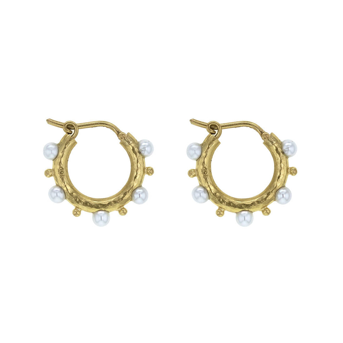 Elizabeth Locke Big Baby Hoops with Pearls and Gold Dots in Yellow Gold
