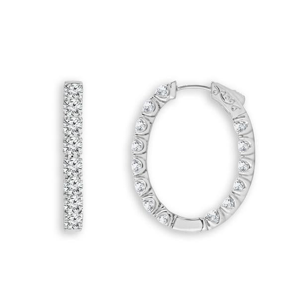 Oval 1.00CT Diamond Inside Outside Hoop Earrings in 14K White Gold