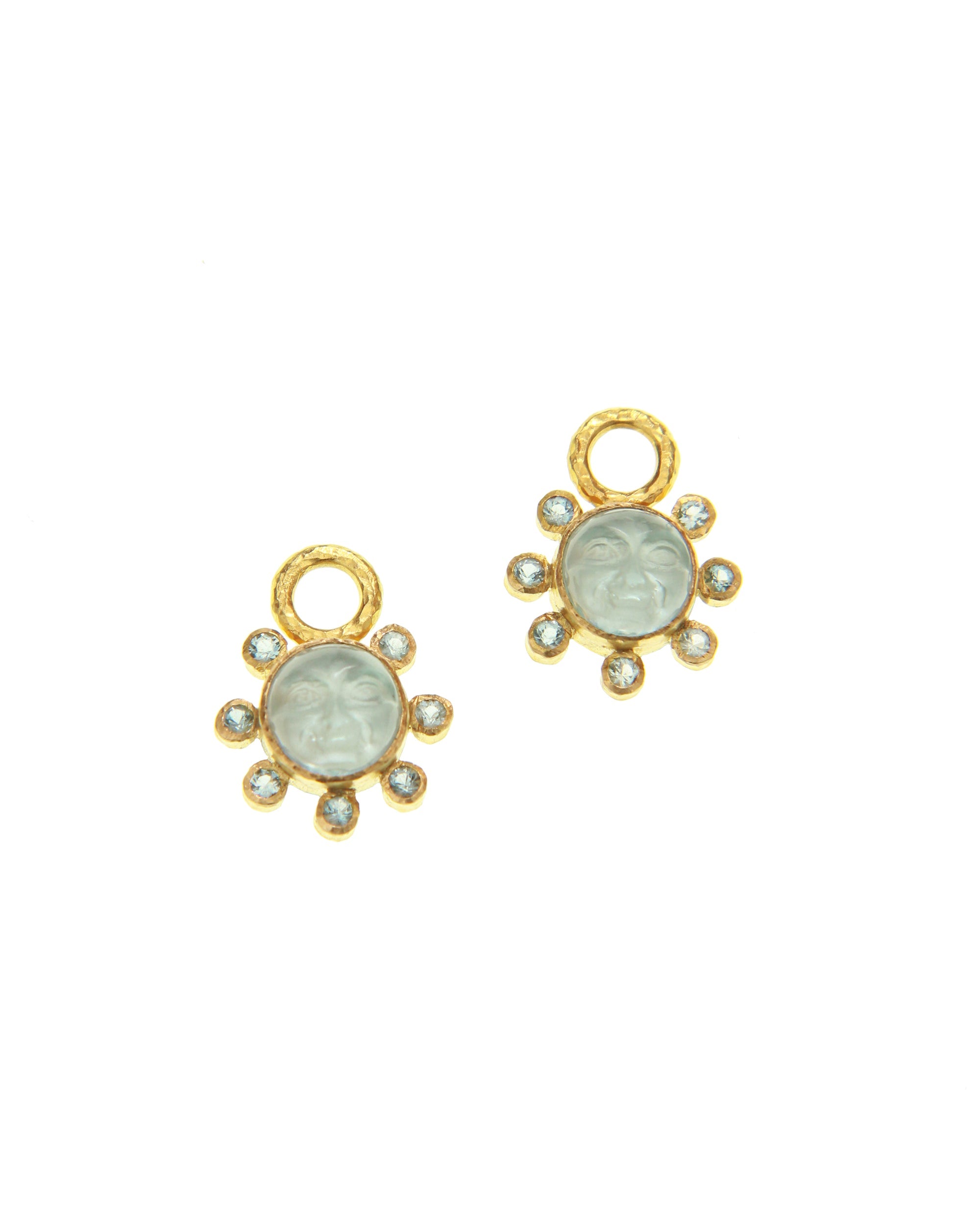 Elizabeth Locke Man in the Moon Aquamarine Earring Charms in 19K Yellow Gold
