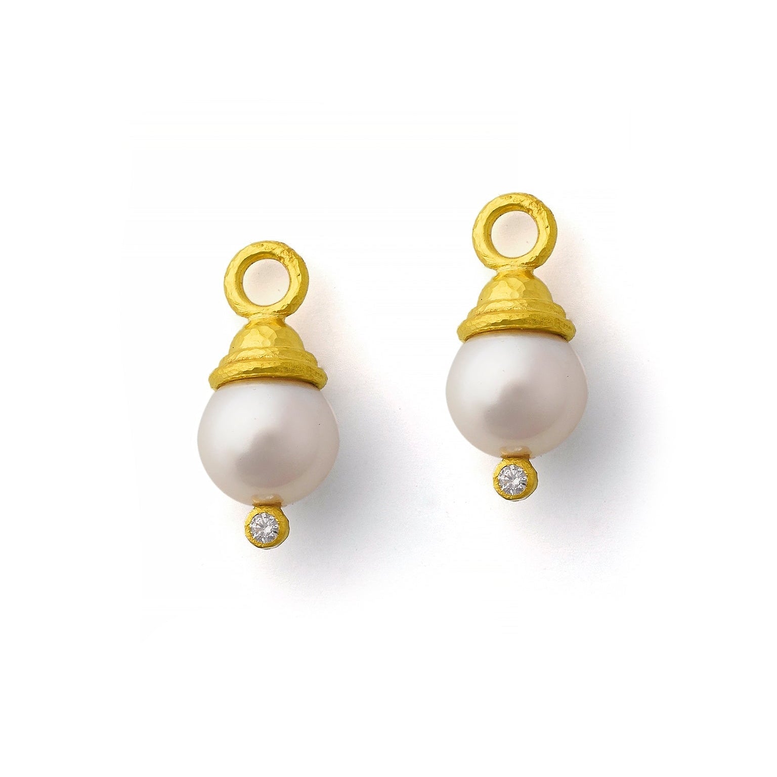 Elizabeth Locke Pearl Diamond Earring Charms in Yellow Gold