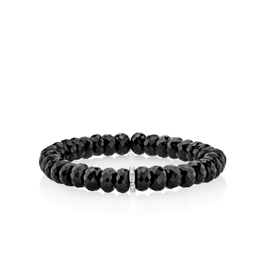 Sydney Evan Black Rondelle Stretch Bracelet in 14K White Gold