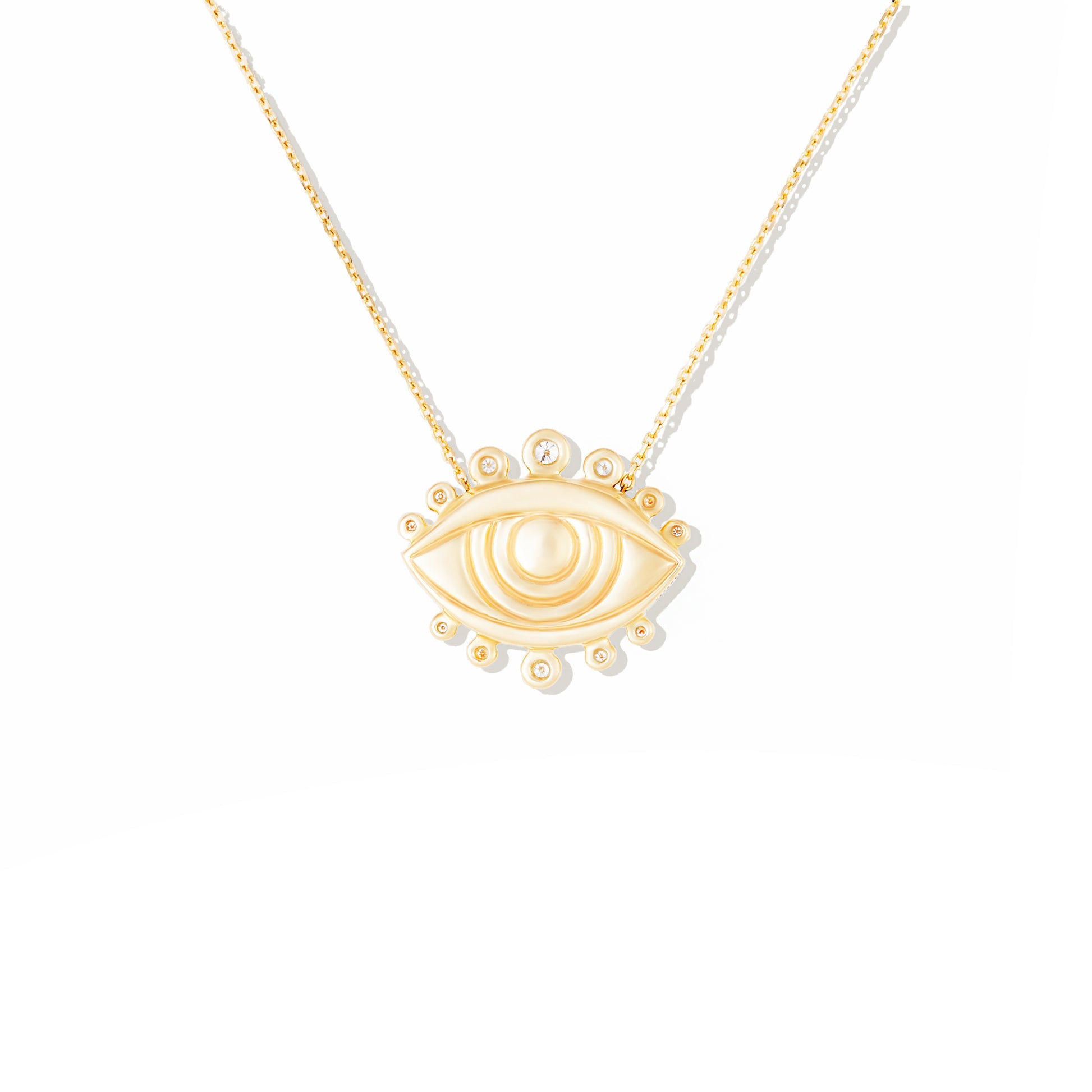 Campbell + Charlotte Juju Evil Eye Charm Necklace in 14K Yellow Gold