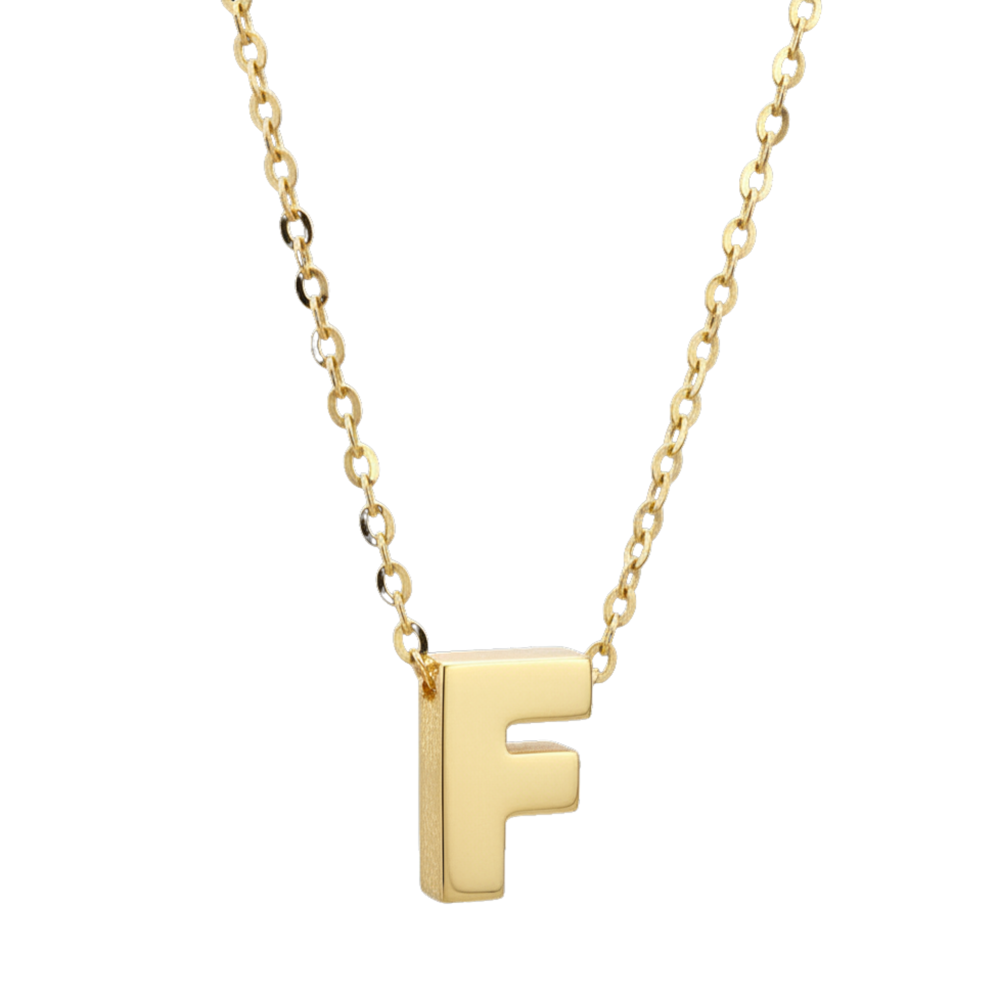F Initial Pendant Necklace in 14K Yellow Gold