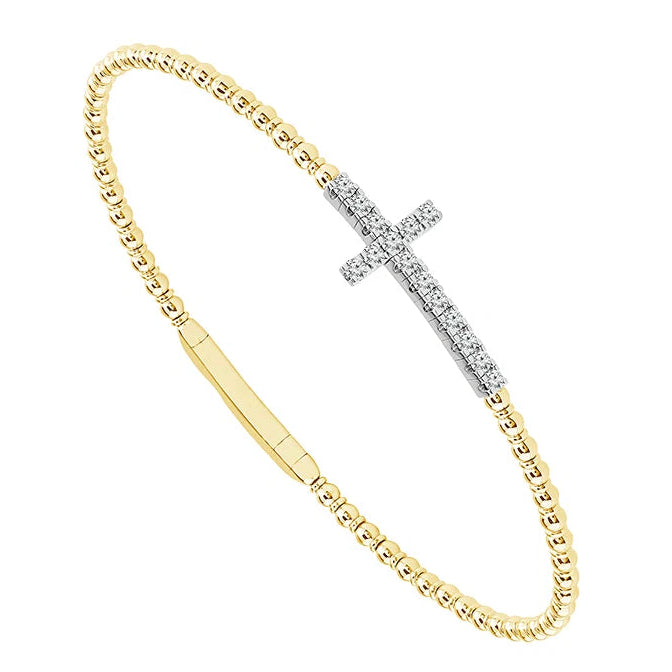 East West Cross Station Flex Bracelet in 14K Yellow Gold