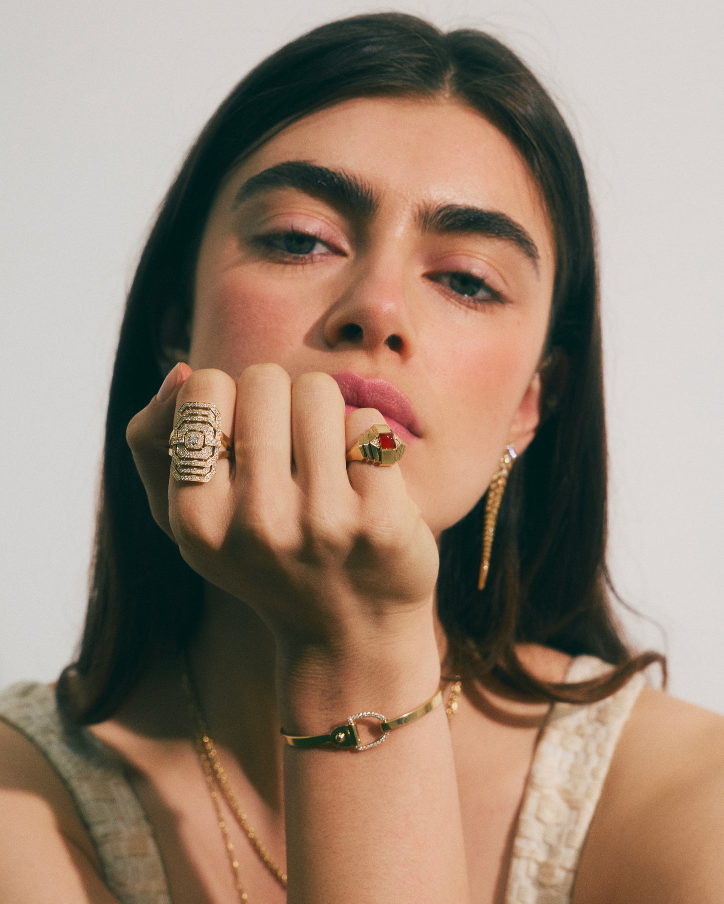 Statement Paris Rivet Bangle in 18K Yellow Gold