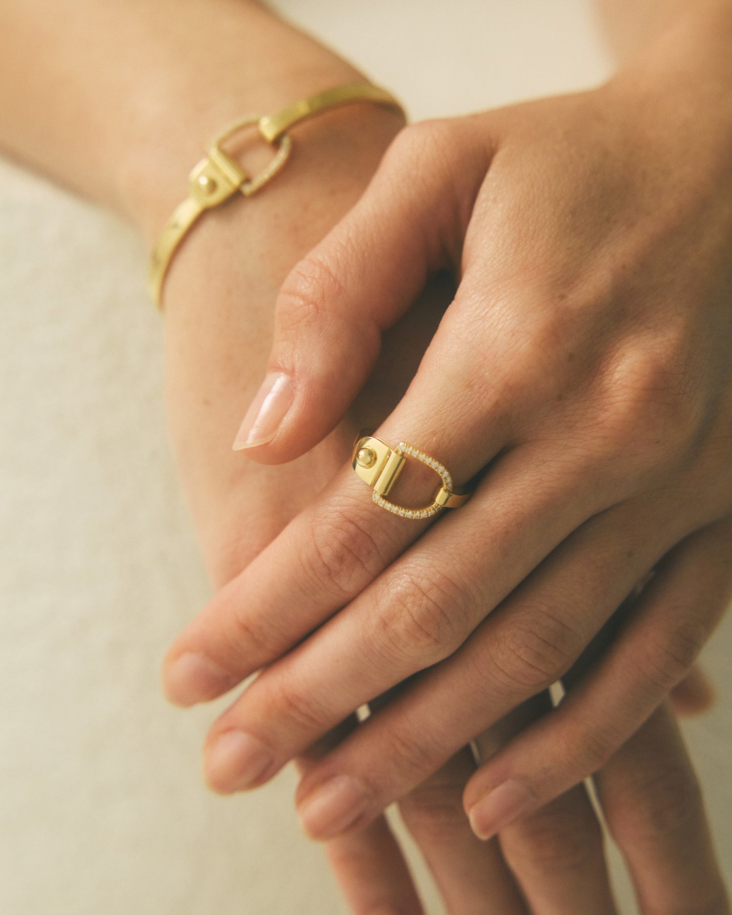 Statement Paris Rivet Ring in 18K Yellow Gold, Size 7