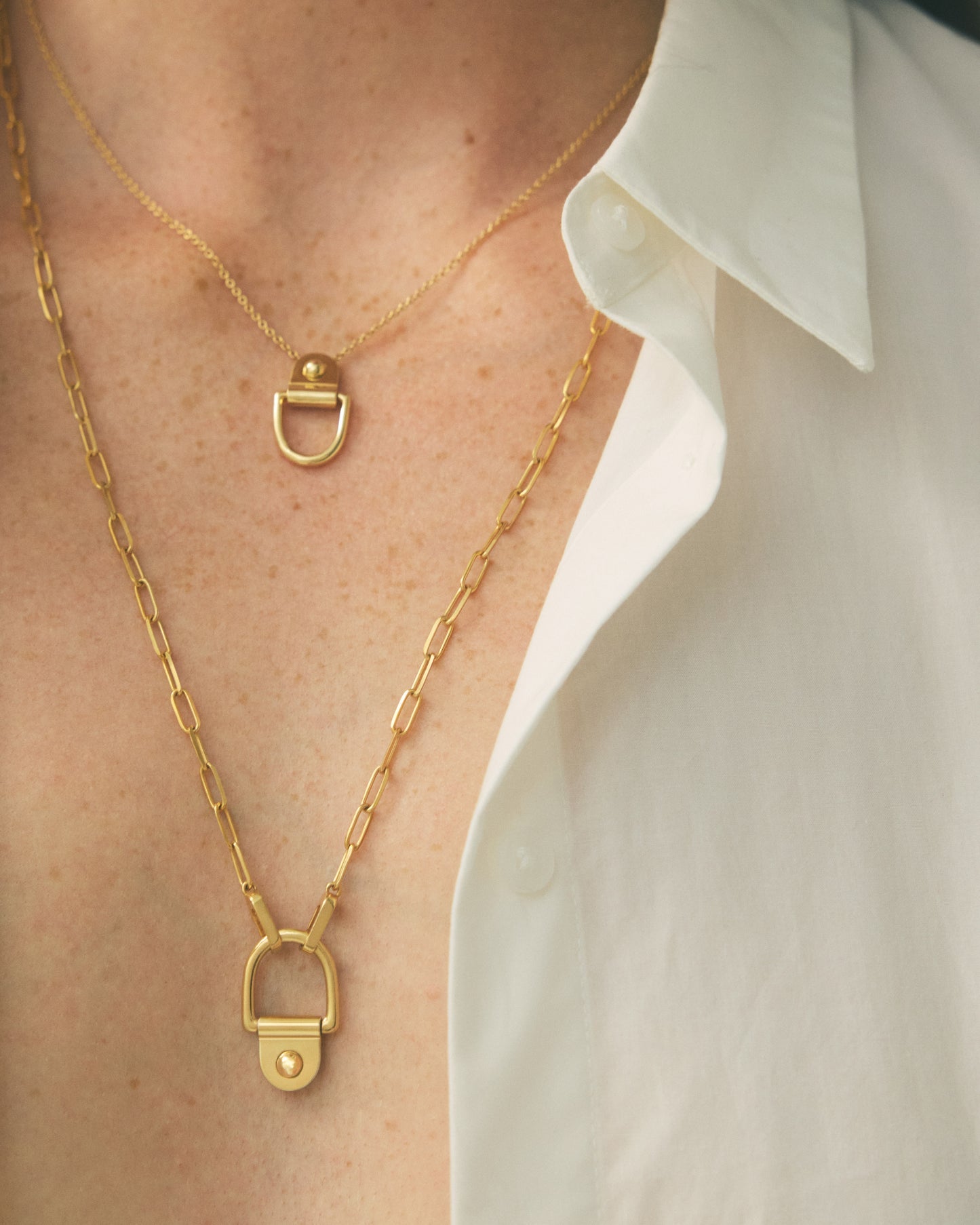 Statement Paris Rivet Chain Link Necklace in 18K Yellow Gold