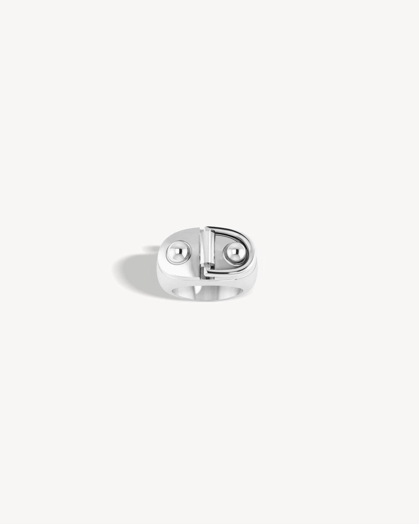 Statement Paris Small Rivet Signet Ring in Sterling Silver, Size 7