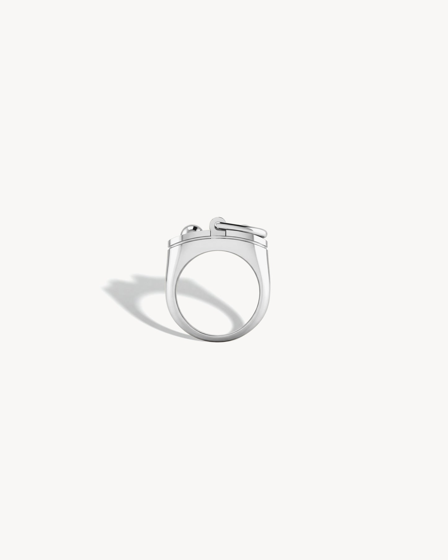 Statement Paris Small Rivet Signet Ring in Sterling Silver, Size 7