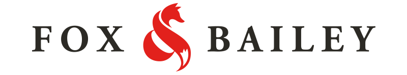 Logo of Fox & Bailey with a red fox symbol on a white background