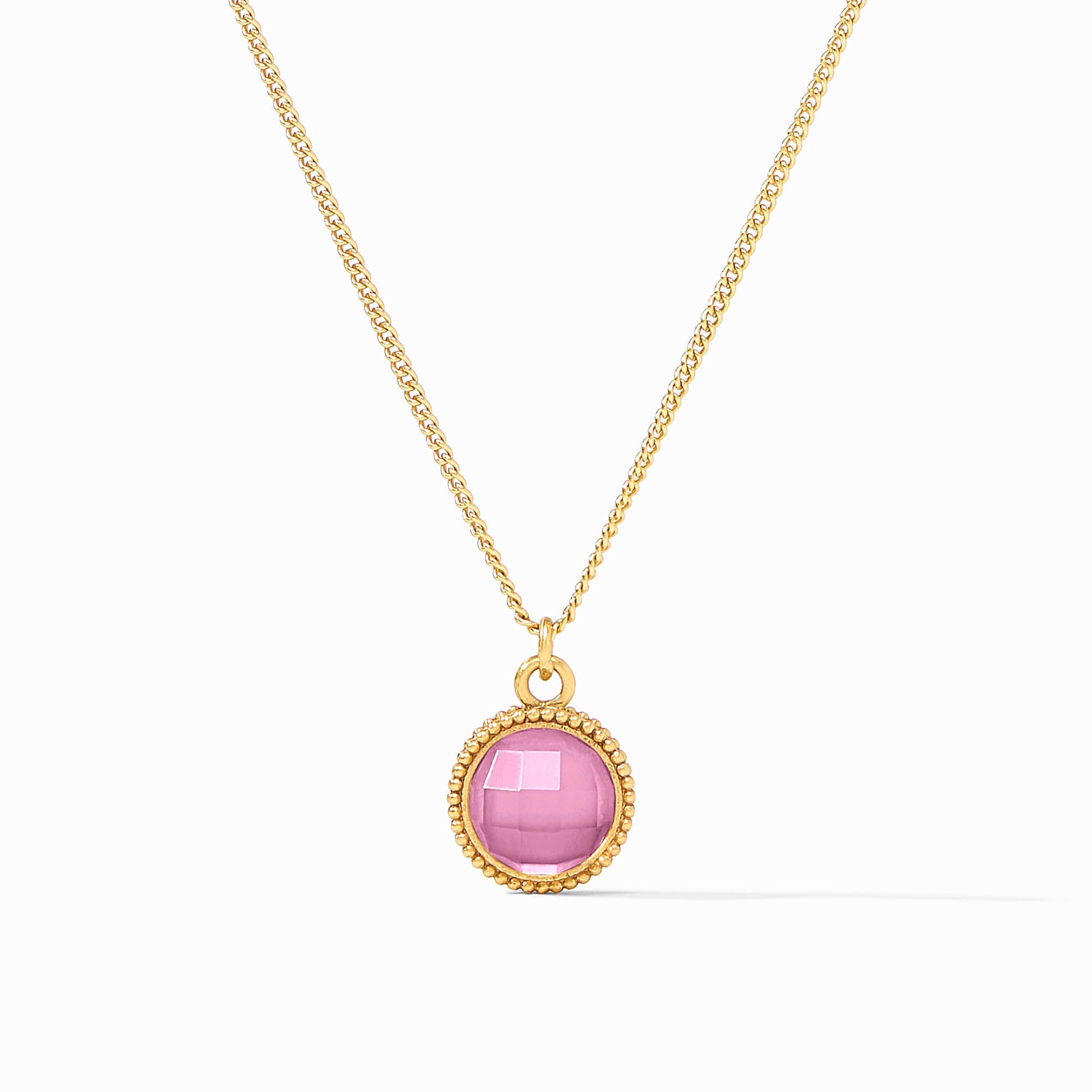 Julie Vos Fleur De Lis Solitaire Necklace in Iridescent Tourmaline Pink