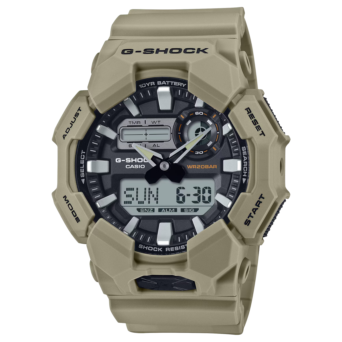 G-Shock Analog Digital Black Dial & Green Strap Watch GA010-5A
