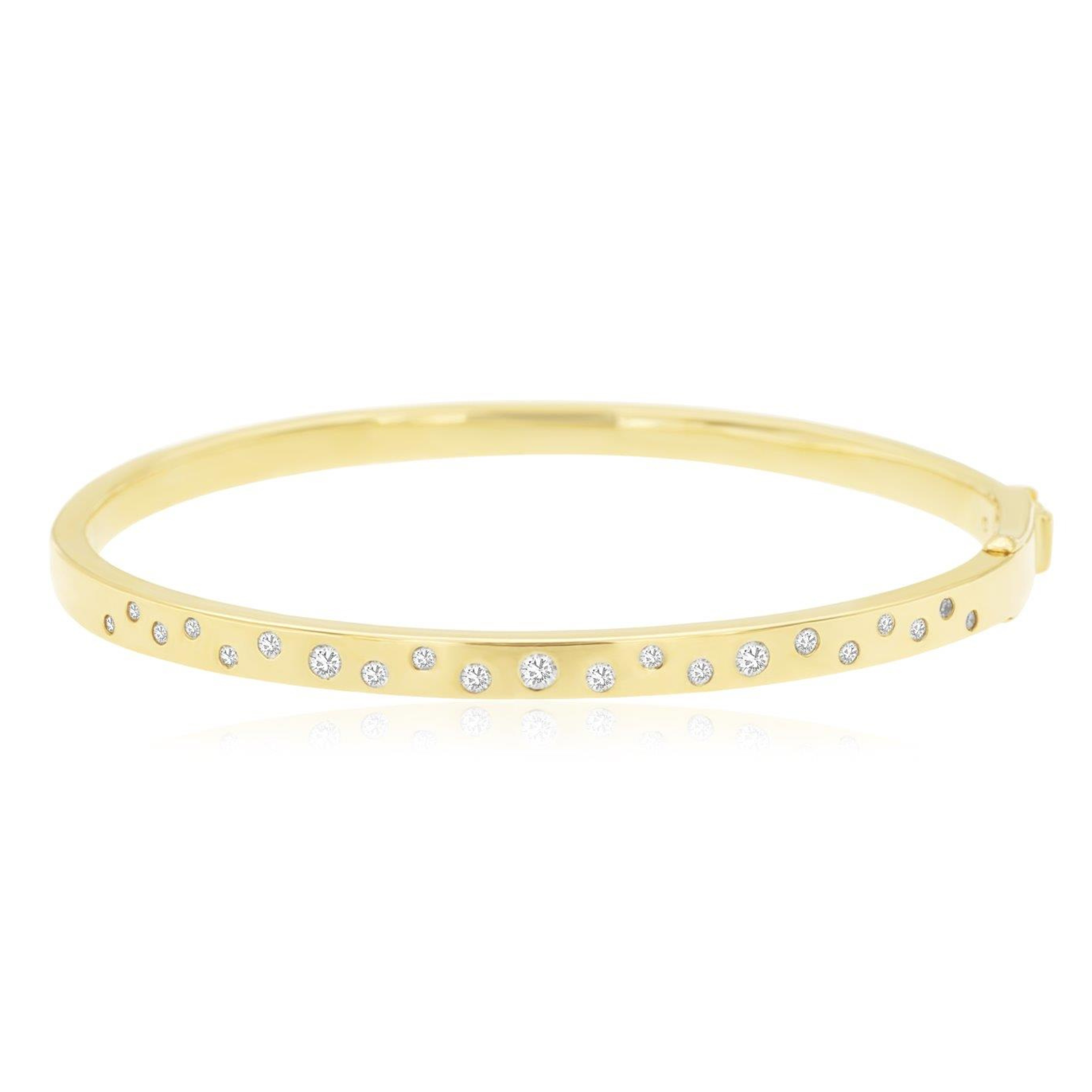 Scattered Flush Set Diamond Hinge Bangle in 14K Yellow Gold