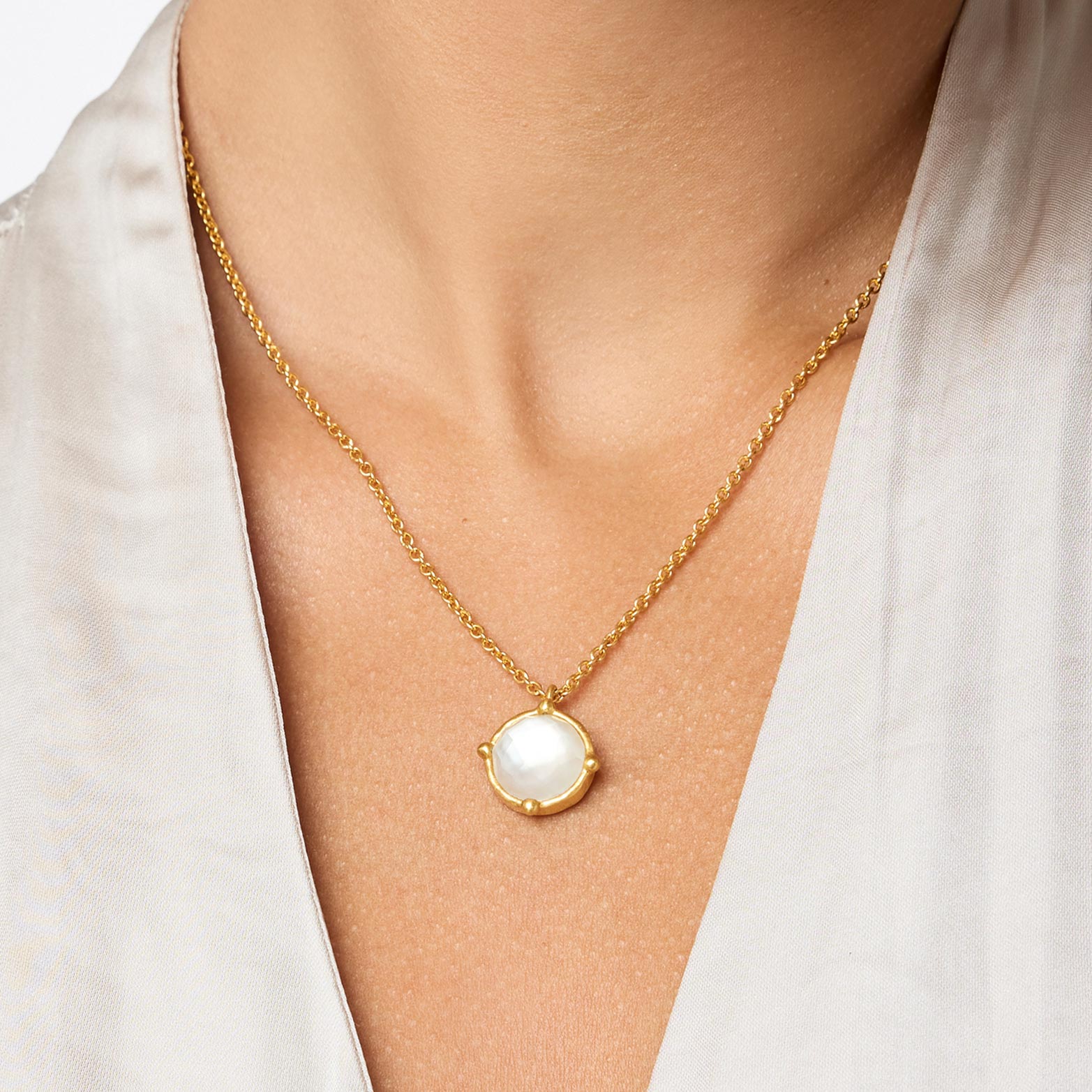 Julie Vos Honeybee Necklace in Iridescent Chalcedony