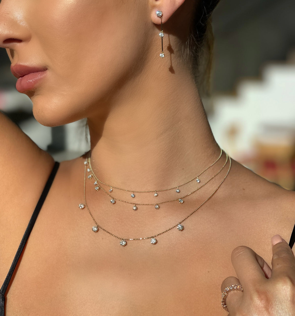 Graziela Large Floating Diamond Necklace in 18K Yellow Gold