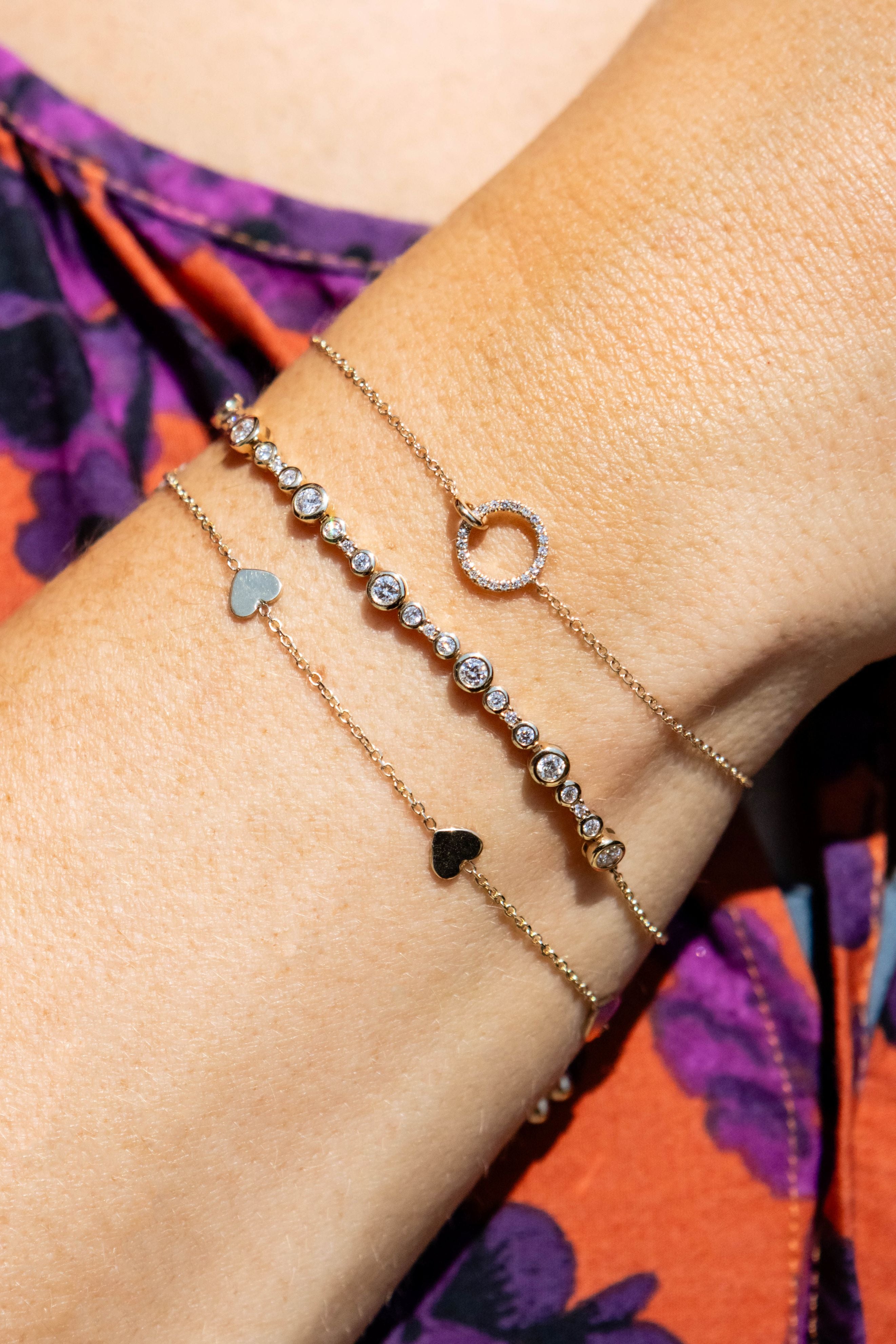Heart Station Bracelet in 14K Yellow Gold