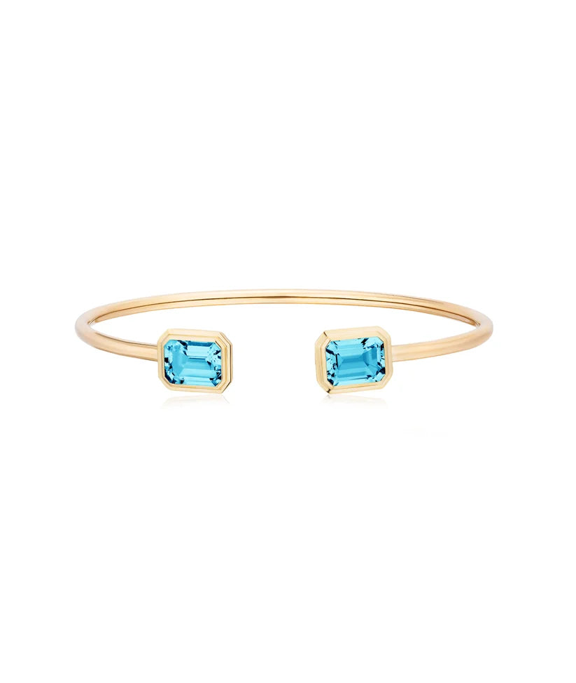 Goshwara Manhattan Blue Topaz Flex Cuff in 18K Yellow Gold