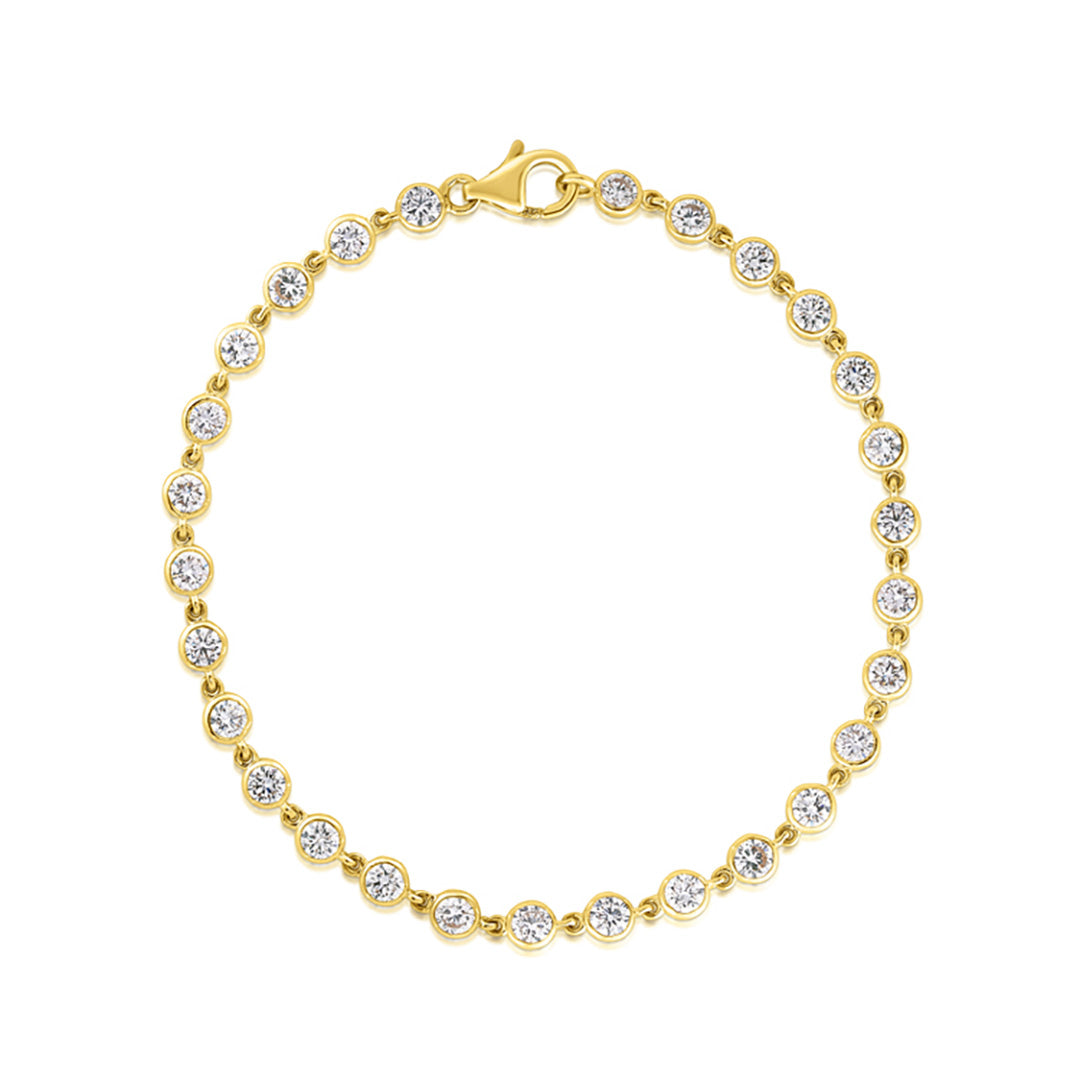 Bezel Set Round Diamond Station Bracelet in 14K Yellow Gold