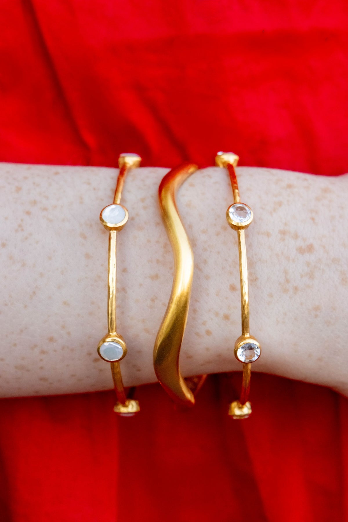 Julie Vos Milano Luxe Bangle in Iridescent Clear Crystal