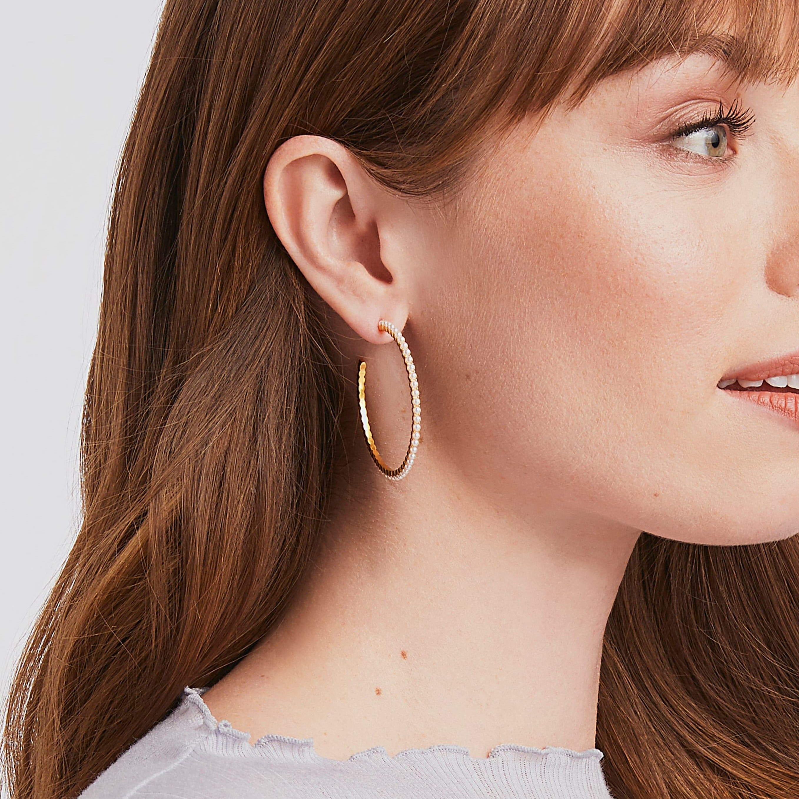 Julie Vos Large Pearl Juliet Hoop Earrings