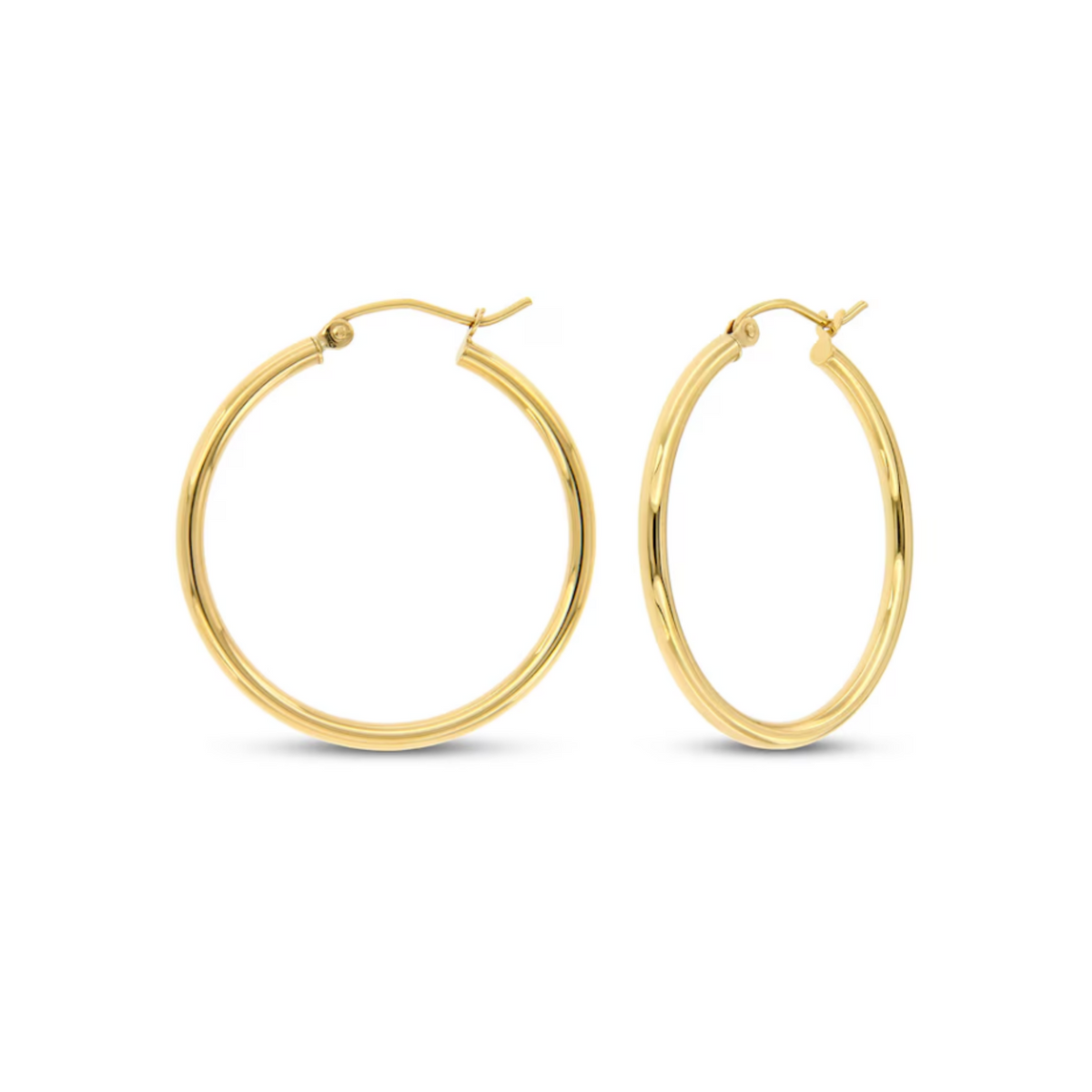 2X30MM Hollow Hoop Earrings in 14K Yellow Gold