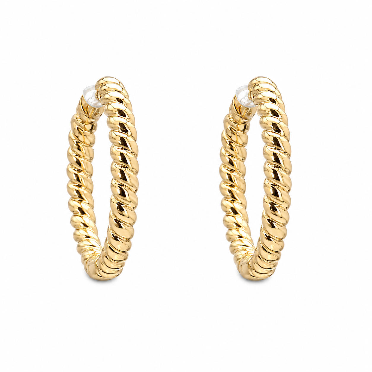 Twist Huggie Hoop Earring in 14K Yellow Gold