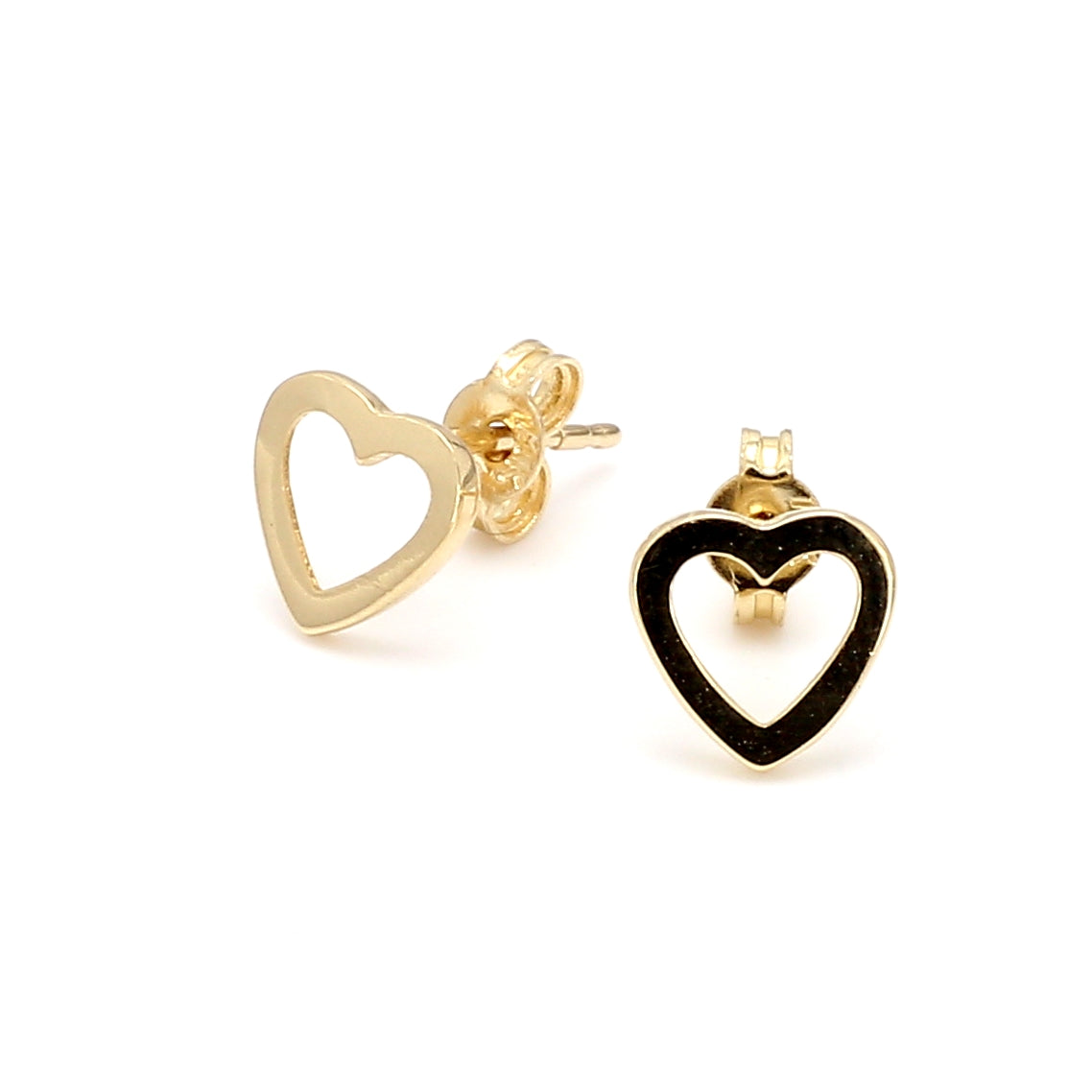 Open Heart Stud Earrings in 14K Yellow Gold