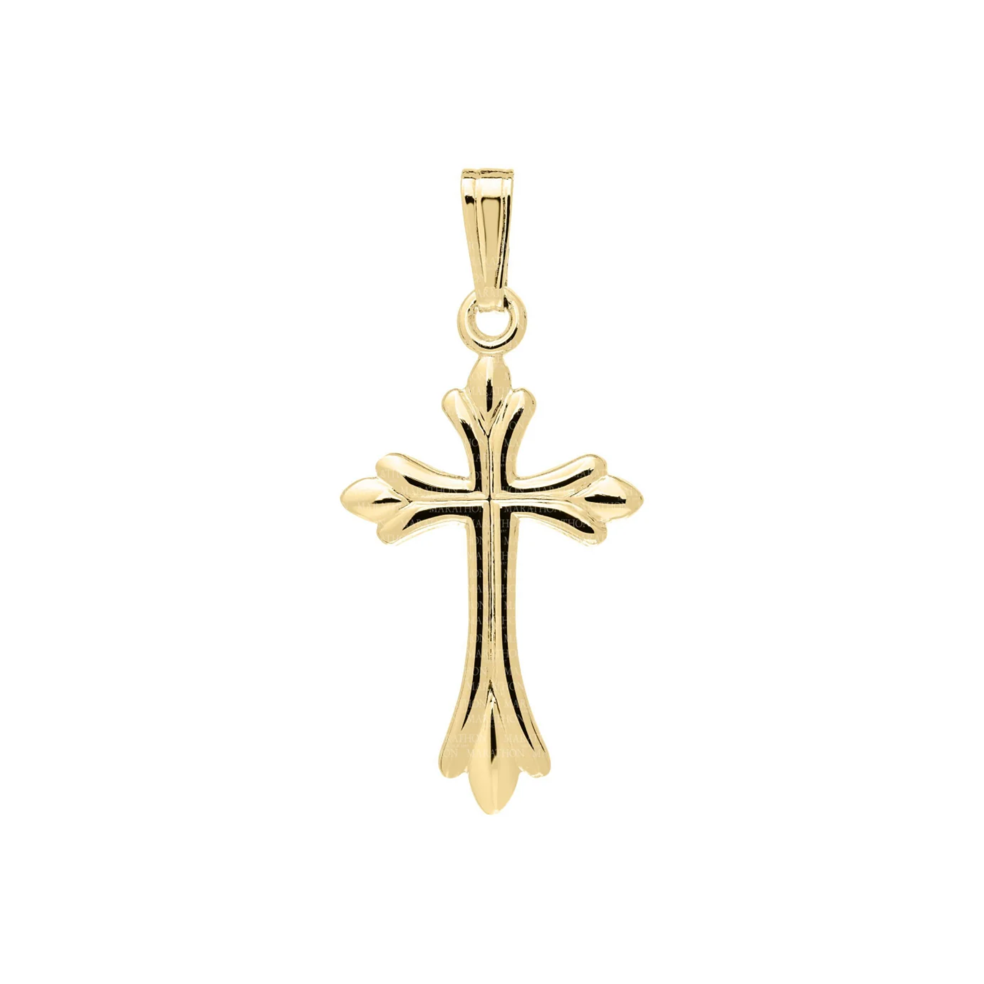 Children's Flare Cross Pendant Necklace in 14K Yellow Gold