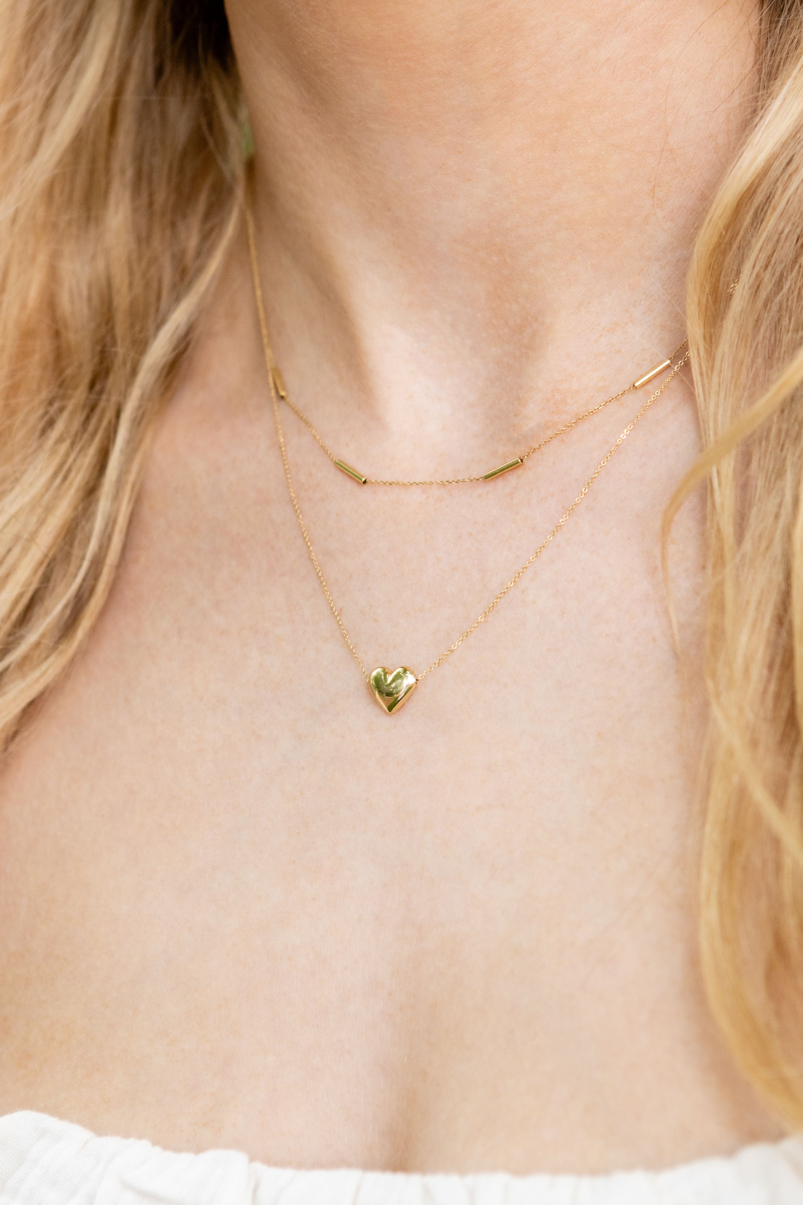 Tube Station Necklace in 14K Yellow Gold
