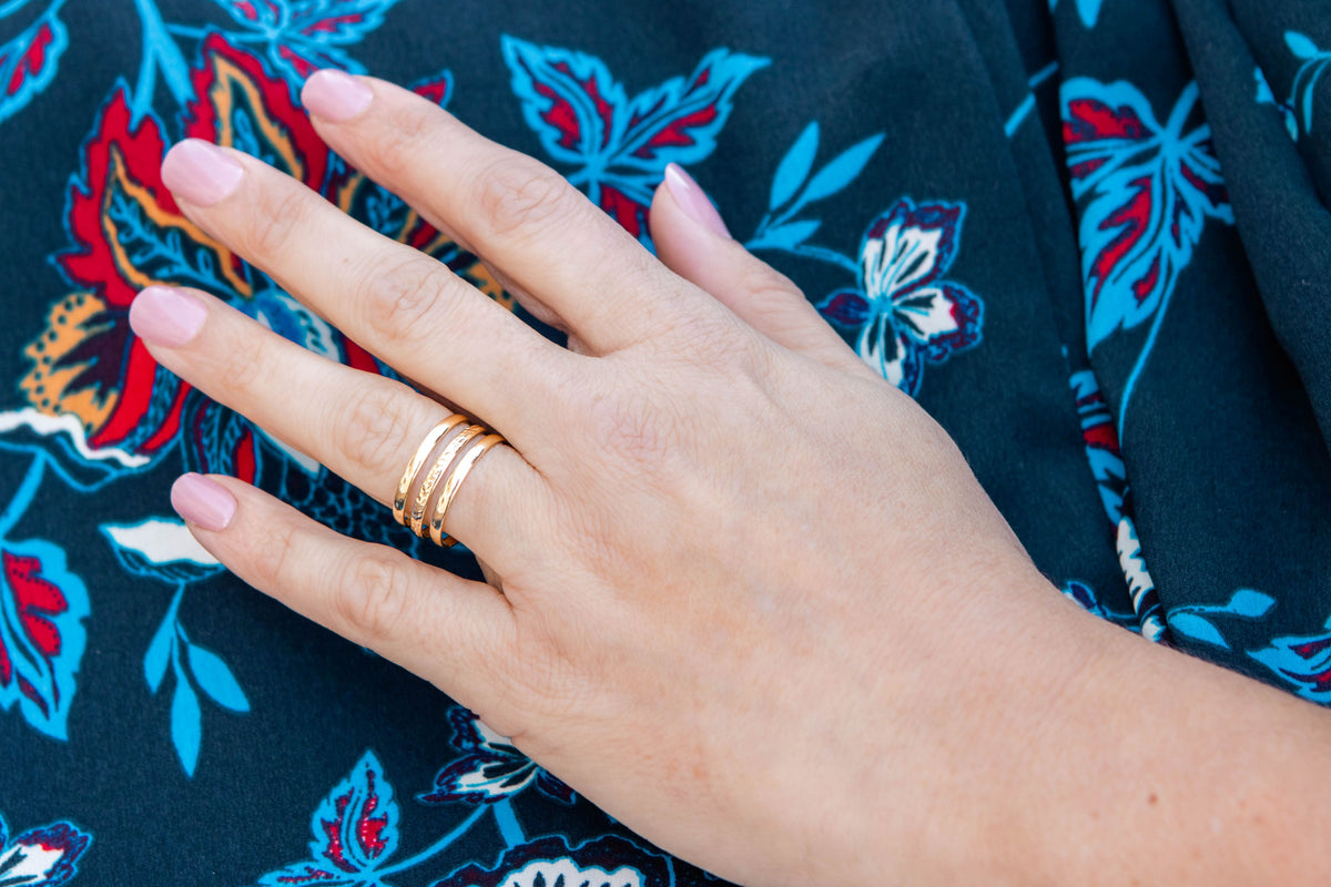 Triple Band Ring in 14K Yellow Gold, Size 7