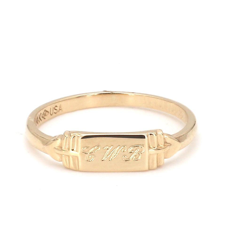 Children's Rectangle Ring in 14K Yellow Gold, Size 4