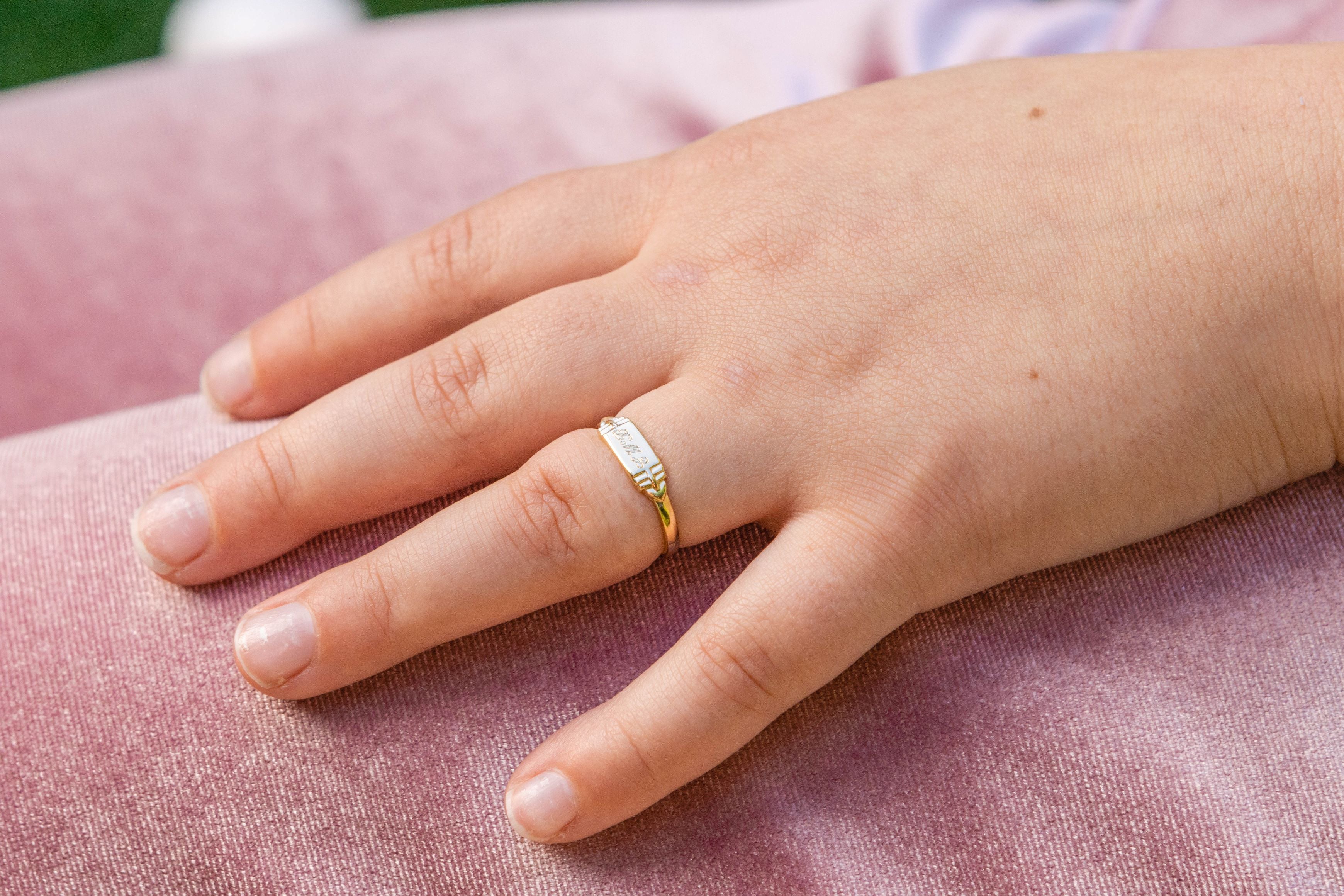 Children's Rectangle Ring in 14K Yellow Gold, Size 4