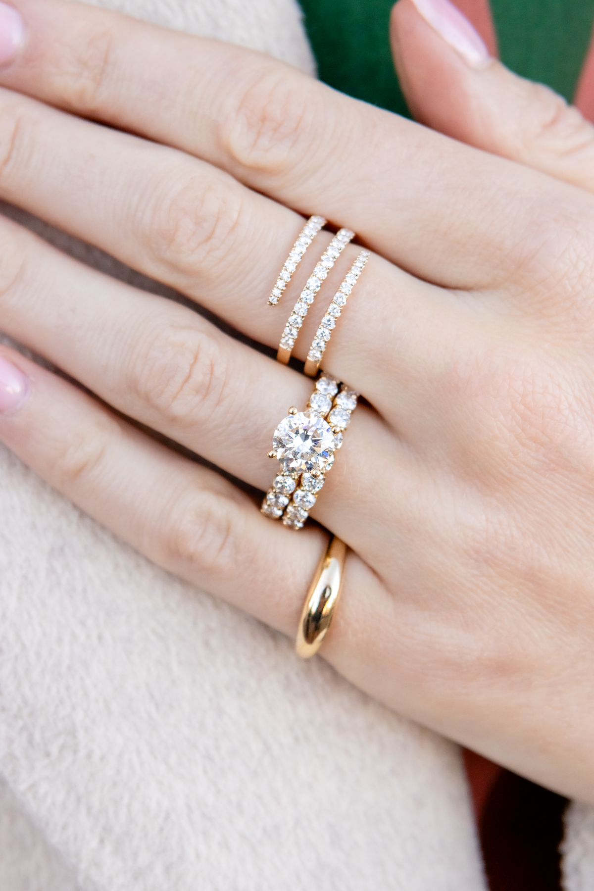 Multi-Row Diamond Swirl Ring in 14K Yellow Gold, Size 7