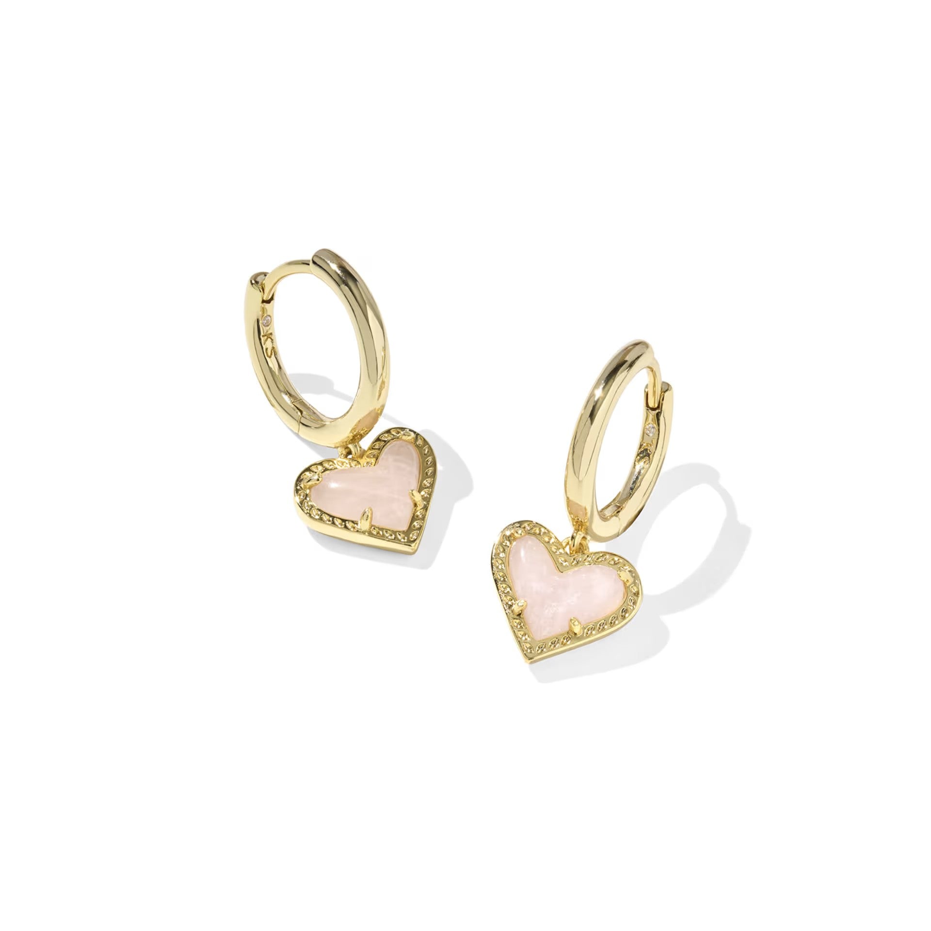Kendra Scott Ari Heart Huggie Hoops in Rose Quartz